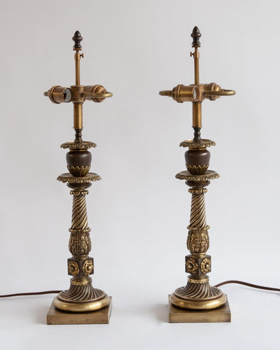 Vintage Collection image 1 of a pair of 19th Century Cast Brass Lamps antique.