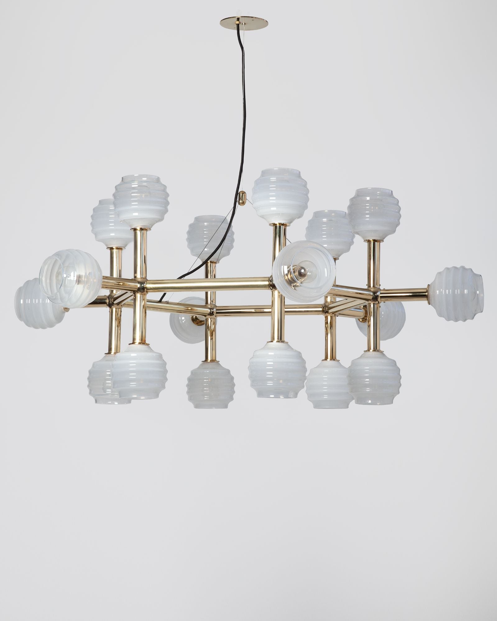 Molecule Hex Chandelier with Beehive Glass by Robert and Trix