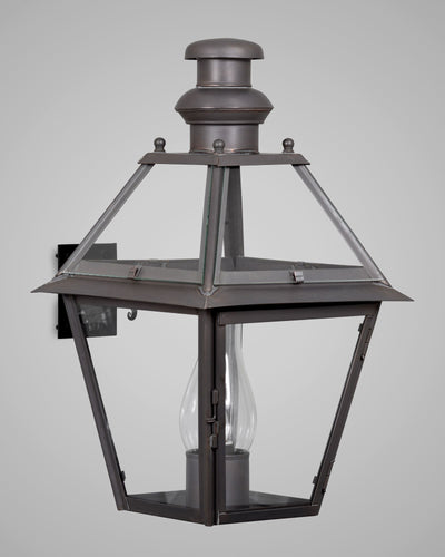Scofield Lighting Collection image 1 of a Philadelphia Exterior Wall Lantern Medium made-to-order.  Shown in Bronzed Copper.