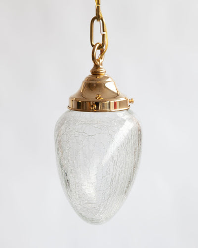 Remains Lighting Co. Collection image 1 of a Tall Jade Hand Blown Glass Pendant made-to-order.  Shown in Polished Brass.