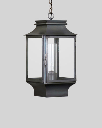 Scofield Lighting Collection image 1 of a Thomaston Station Exterior Hanging Lantern Medium made-to-order.  Shown in Bronzed Copper.
