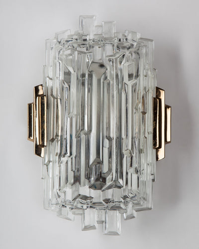Vintage Collection image 1 of a pair of Art Deco Style Sconces with Faceted Cast Glass Shades antique.