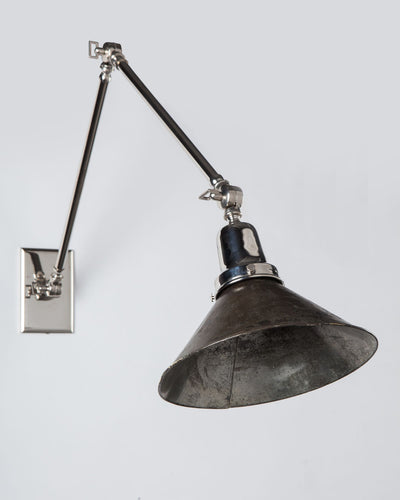 Vintage Collection image 1 of a Articulated Sconce with Black Tin Shade antique.