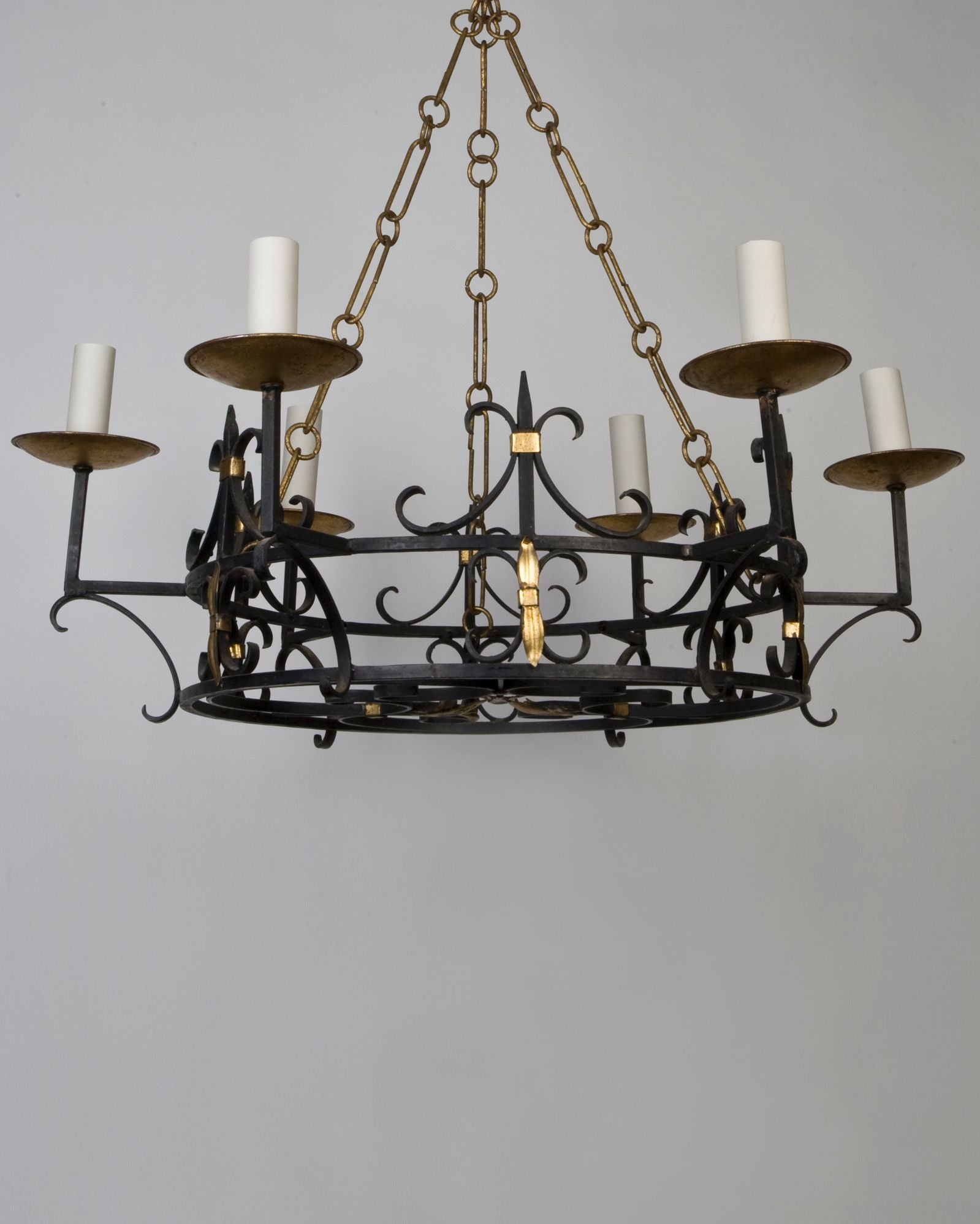 Black and Gilded Wrought Iron Drum Chandelier | Vintage Collection –  Remains Lighting Co., image size:1599x1998