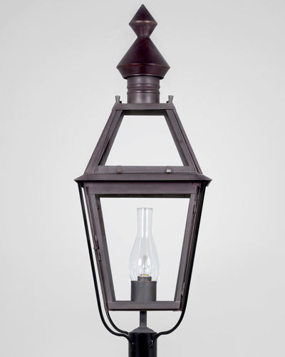 Scofield Lighting Collection image 1 of a Boston Exterior Post Lantern Large made-to-order.  Shown in Bronzed Copper.