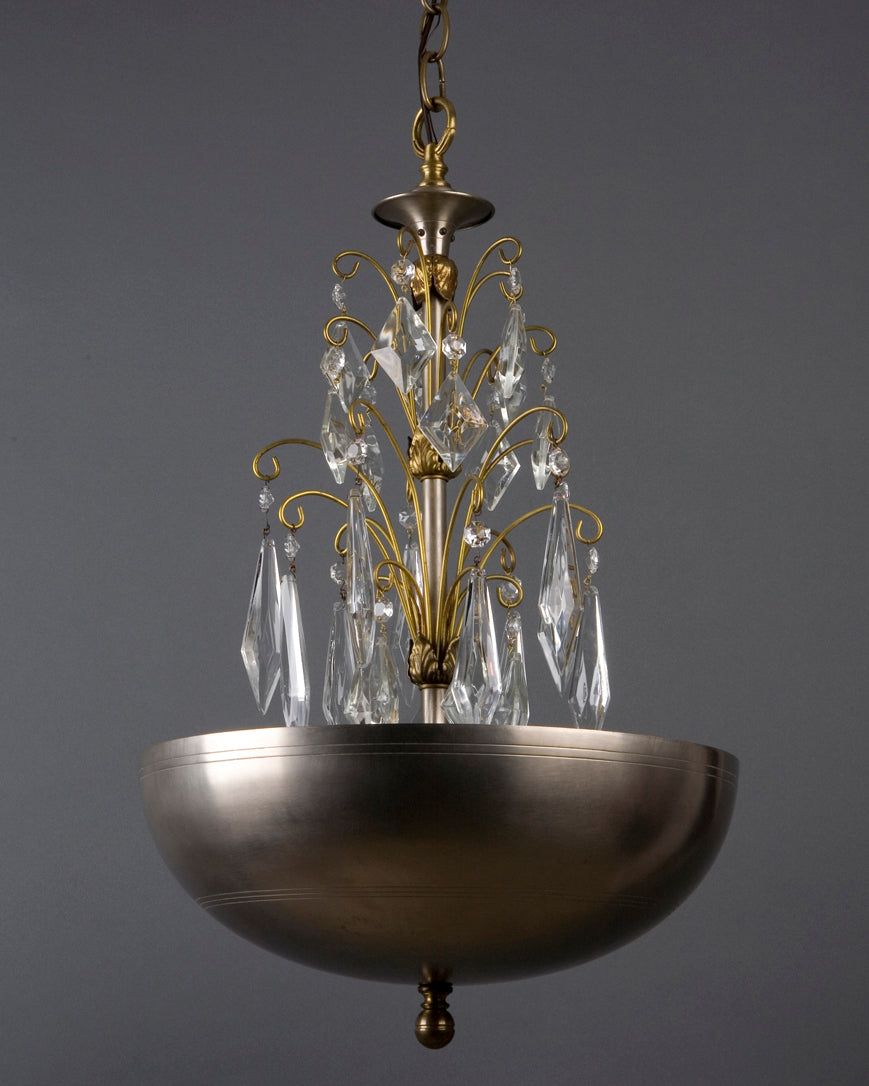 Brass Table Lamps with Crystal Prisms