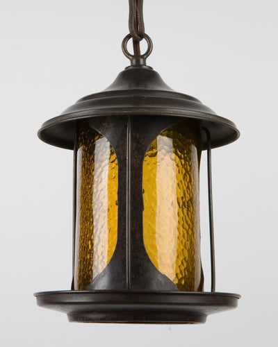 Vintage Collection image 1 of a Brass Cylinder Lantern with Amber Glass antique.