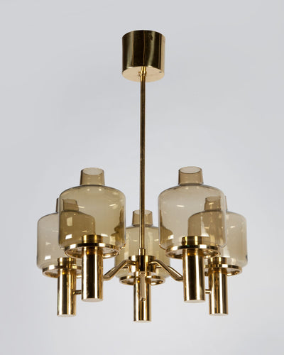 Vintage Collection image 1 of a Brass Hans-Agne Jakobsson Chandelier with Glass Shades antique.