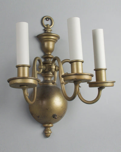 Vintage Collection image 1 of a pair of Bronze Flemish Style Sconces with Three Arms antique.