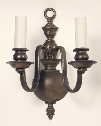 Vintage Collection image 1 of a pair of Dark Bronze Horn and Brannon Sconces antique.