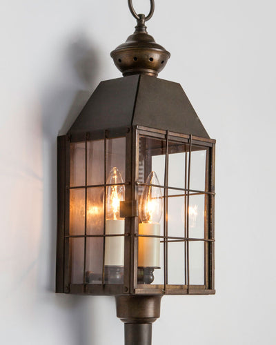 Vintage Collection image 1 of a Darkened Brass Double Light Wall Lantern antique in a Original Aged Brass finish.