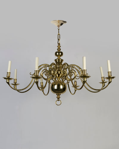Vintage Collection image 1 of a Dutch Style Eight Arm Brass Chandelier antique.