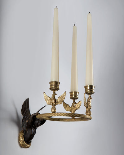 Vintage Collection image 1 of a Empire Candle Sconce with Winged Figure and Eagles antique.