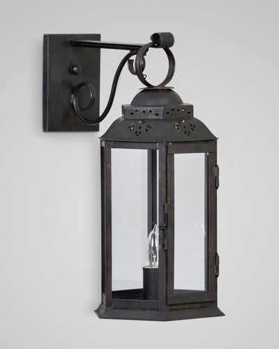 Scofield Lighting Collection image 1 of a European Wall Lantern Large made-to-order.  Shown in Aged Tin.