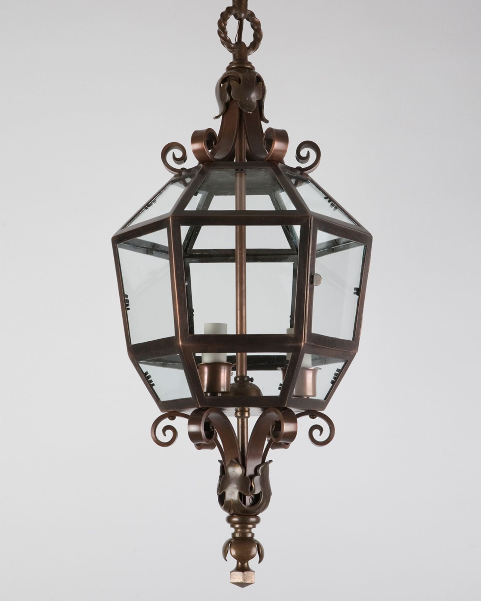 Faceted Bronze Lantern with Clear Glass Vintage Collection Remains