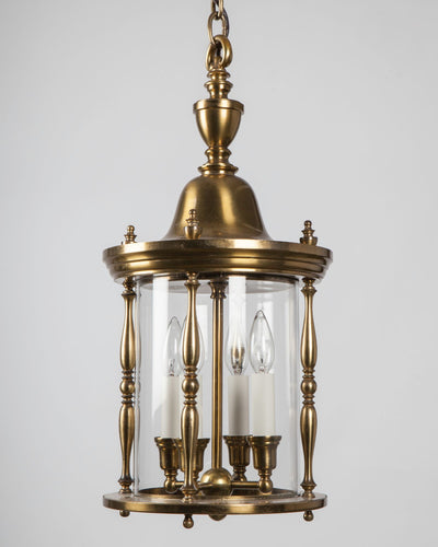 Vintage Collection image 1 of a Four Light Brass Lantern with Glass Cylinder antique in a Original Aged Brass finish.