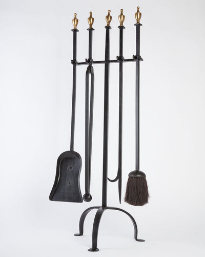 Vintage Collection image 1 of a Four Piece Set of Fireplace Tools on Tripod Stand antique.