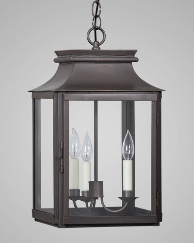Scofield Lighting Collection image 1 of a French Station Exterior Hanging Lantern made-to-order.  Shown in Bronzed Copper.