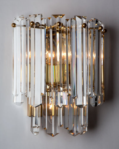 Vintage Collection image 1 of a Gilded Kalmar Sconce with Faceted Glass Prisms antique in a Original Antique Finish finish.