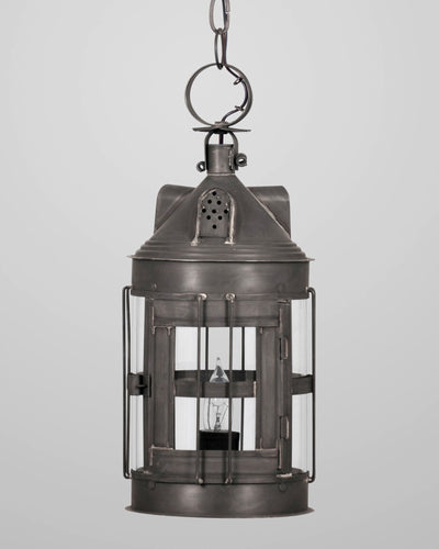 Scofield Lighting Collection image 1 of a Guilford Horn Exterior Hanging Lantern made-to-order.  Shown in Bronzed Copper.