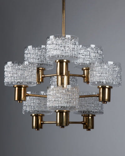 Vintage Collection image 1 of a Hans-Agne Jakobsson Chandelier with Textured Glass Shades antique in a Original Antique Finish finish.
