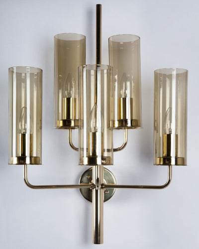 Vintage Collection image 1 of a pair of Hans-Agne Jakobsson Sconces with Amber Glass Shades antique.