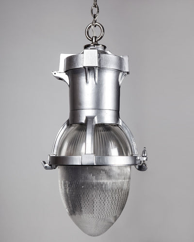 Vintage Collection image 1 of a Industrial Lantern with Holophane Glass antique in a Original Powdercoat and Polished Nickel finish.