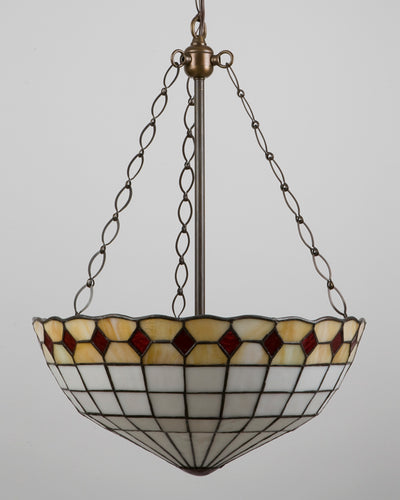 Vintage Collection image 1 of a Leaded Stained Glass Dome Chandelier antique.