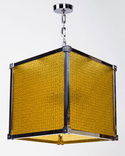 Remains Lighting Co. Collection image 1 of a Marlowe 16 Lantern With Antique Caillou d'Or Glass made-to-order.  Shown in Polished Nickel.