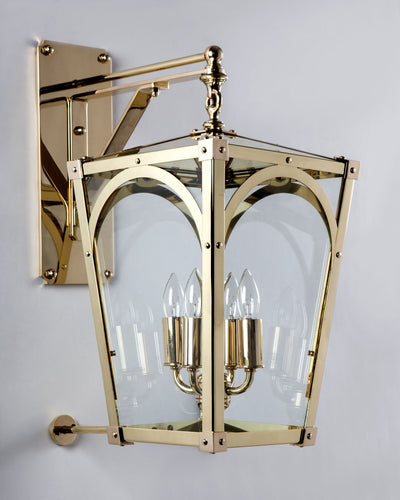 Remains Lighting Co. Collection image 1 of a Mercer 14 Exterior Wall Lantern made-to-order.  Shown in Polished Brass.