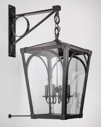Remains Lighting Co. Collection image 1 of a Mercer 26 Exterior Wall Lantern made-to-order.  Shown in Dark Waxed Bronze.