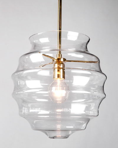 Remains Lighting Co. Collection image 1 of a Modern Beehive Pendant made-to-order.  Shown in Polished Brass.