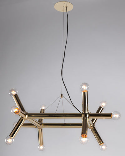 Robert and Trix Haussmann Collection image 1 of a Molecule Square Chandelier made-to-order.  Shown in Polished Brass.