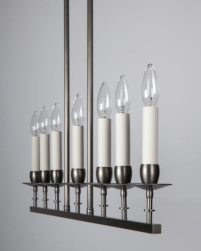 Archive Collection image 1 of a Montgomery 7 Chandelier made-to-order.  Shown in Light Pewter.