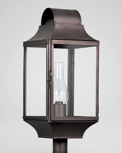 Scofield Lighting Collection image 1 of a New England Barn Exterior Post Lantern Large made-to-order.  Shown in Bronzed Copper.