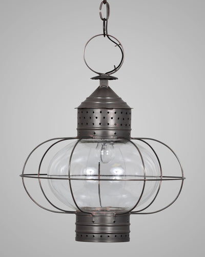 Scofield Lighting Collection image 1 of a New England Onion Hanging Lantern Large made-to-order.  Shown in Bronzed Copper.