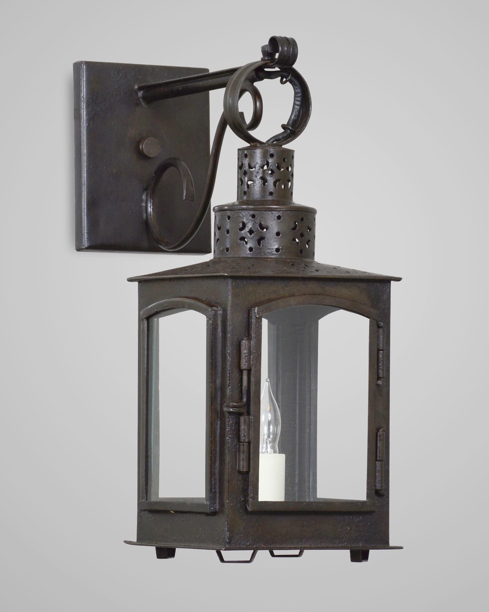 Large Rustic Brown Western Star Paul Revere Electric Lantern Lamp