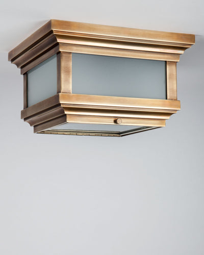 Remains Lighting Co. Collection image 1 of a Philip 10 Flush Mount made-to-order.  Shown in Antique Brass.
