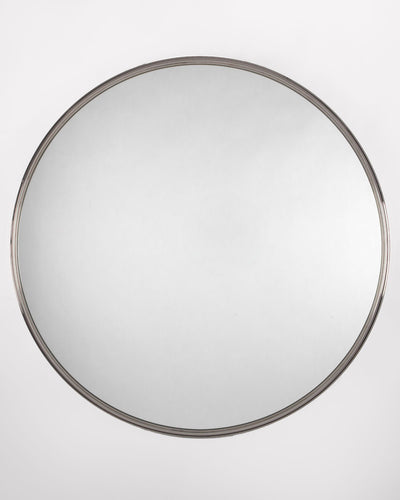 Remains Lighting Co. Collection image 1 of a Philip Round Mirror, Large made-to-order.  Shown in Polished Nickel.