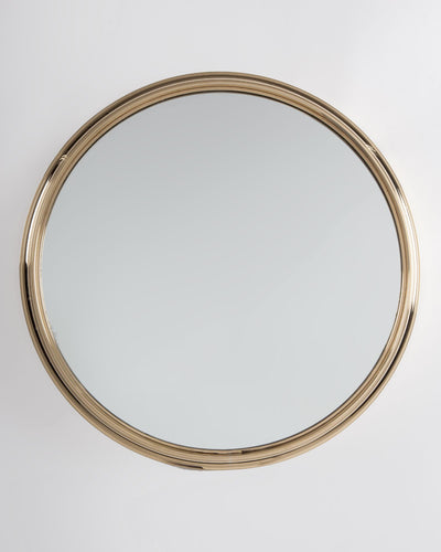 Remains Lighting Co. Collection image 1 of a Philip Round Mirror, Small made-to-order.  Shown in Polished Bronze.