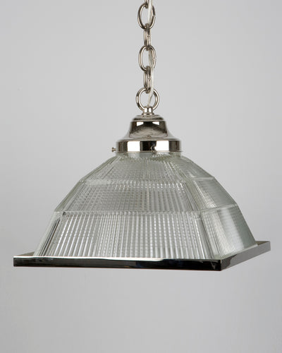 Vintage Collection image 1 of a Pyramidal Holophane Pendant with Square Diffuser antique.