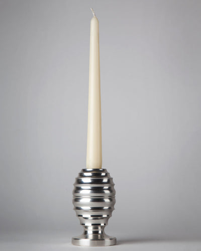 Remains Lighting Co. Collection image 1 of a Serif Candlestick made-to-order.  Shown in Unlacquered Silverplate.