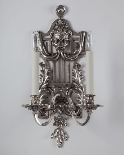 Vintage Collection image 1 of a pair of Silverplate Lyreback Sconces by E. F. Caldwell antique in a Silverplate finish.