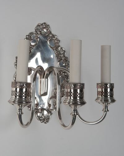 Vintage Collection image 1 of a pair of Silverplate Sconces with English Hallmarks antique.