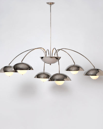 Commune Collection image 1 of a Six Dome Chandelier with Solid Shades made-to-order in a Polished Nickel finish.
