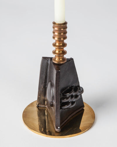 Remains Lighting Co. Collection image 1 of a Tannin Ceramic Candlestick made-to-order.  Shown in Tannin.