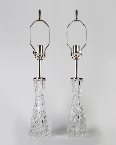 Vintage Collection image 1 of a pair of Textured Clear Glass Lamps by Orrefors antique.