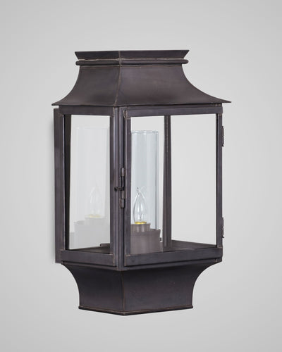 Scofield Lighting Collection image 1 of a Thomaston Station Exterior Wall Lantern Medium made-to-order.  Shown in Bronzed Copper.