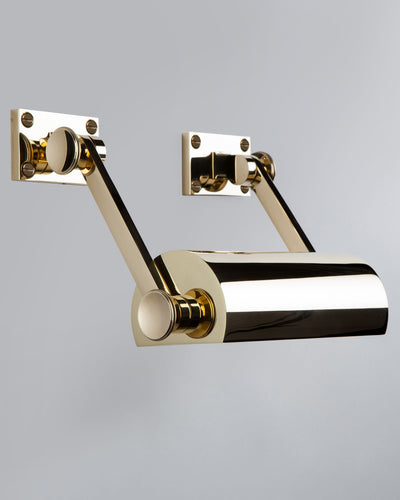 Remains Lighting Co. Collection image 1 of a Veronique Small Split Mount Picture Light made-to-order.  Shown in Polished Brass.