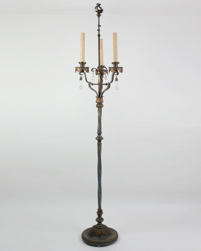 Vintage Collection image 1 of a Wrought Bronze Lamp with Teardrop Prisms antique.